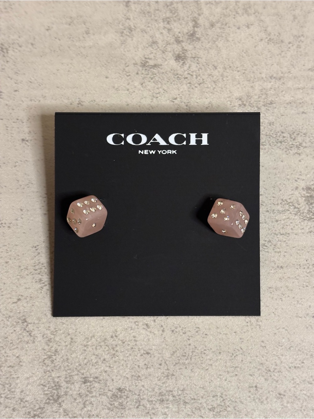 Coach Pink Crystal Dice Stud Earrings